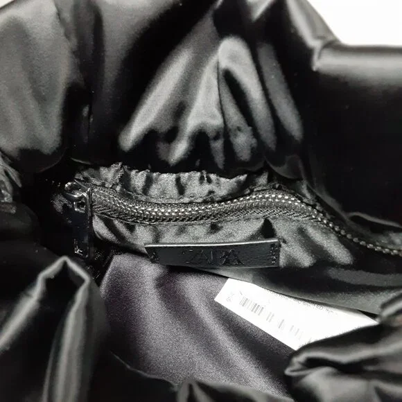 ZARA SATIN EFFECT MINI BUCKET BAG IN BLACK W/ CROSSBODY CHAIN STRAP NEW WITH TAG - Picture 9 of 10